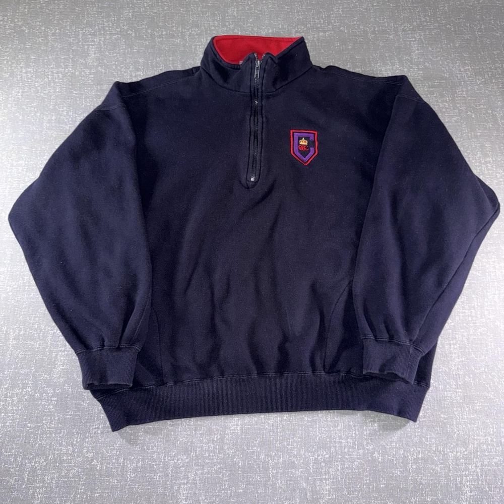 Canterbury Of New Zealand Sweatshirt Mens XL 1/4 Zip Mock Neck Fleece Pullover